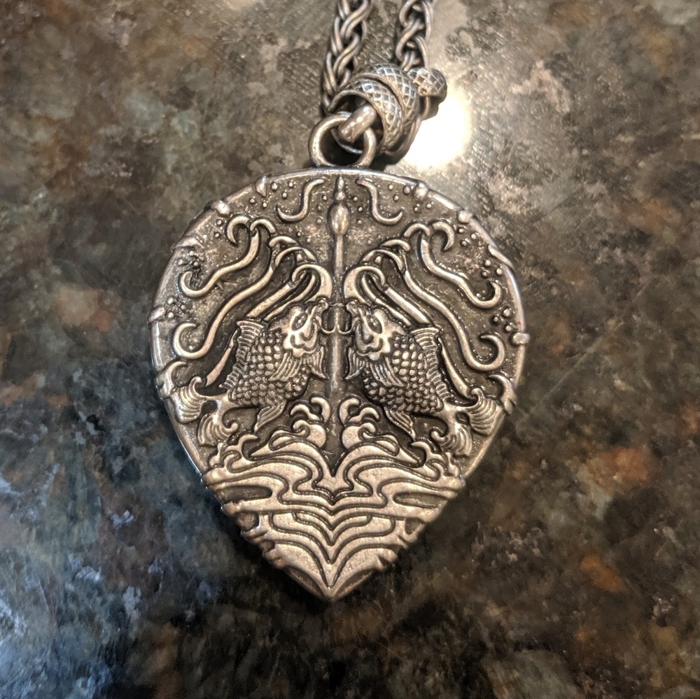 Lucky Brand heart / fish necklace